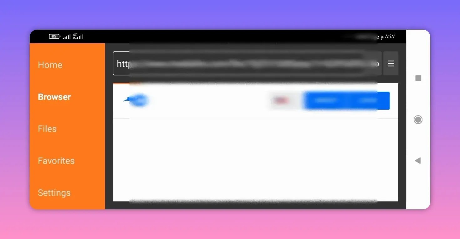 Android TV browser page with download controls after Mosul 1 Downloader redirect