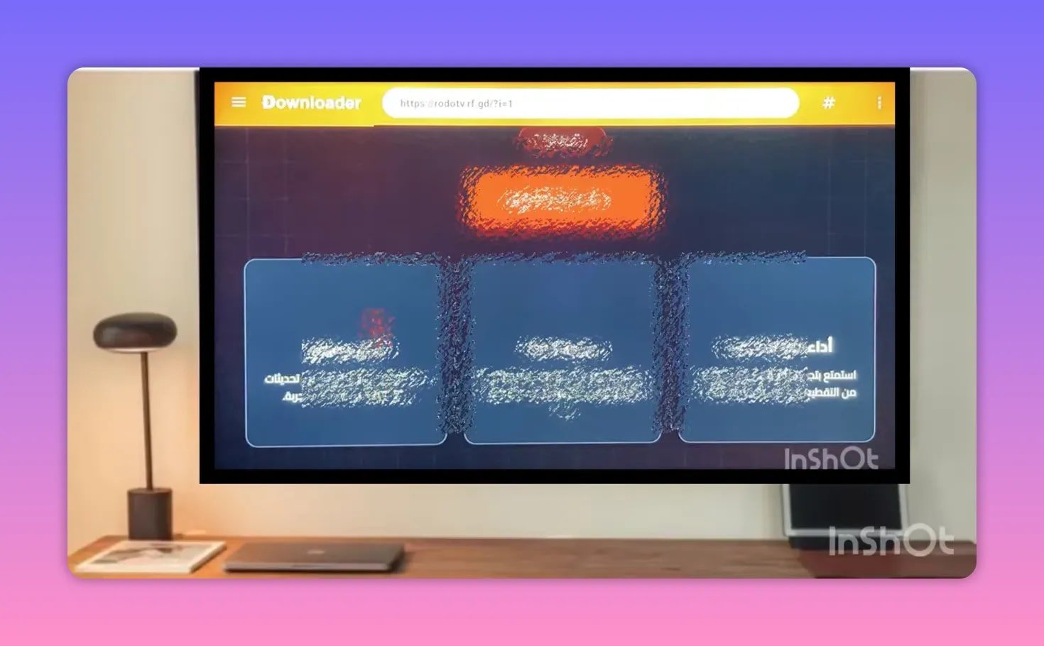 Downloader app page displaying installation options on Android TV