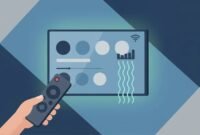 Illustration of Android TV streaming with low Wi‑Fi signal and a remote, representing easier playback on weak internet for xmax installation