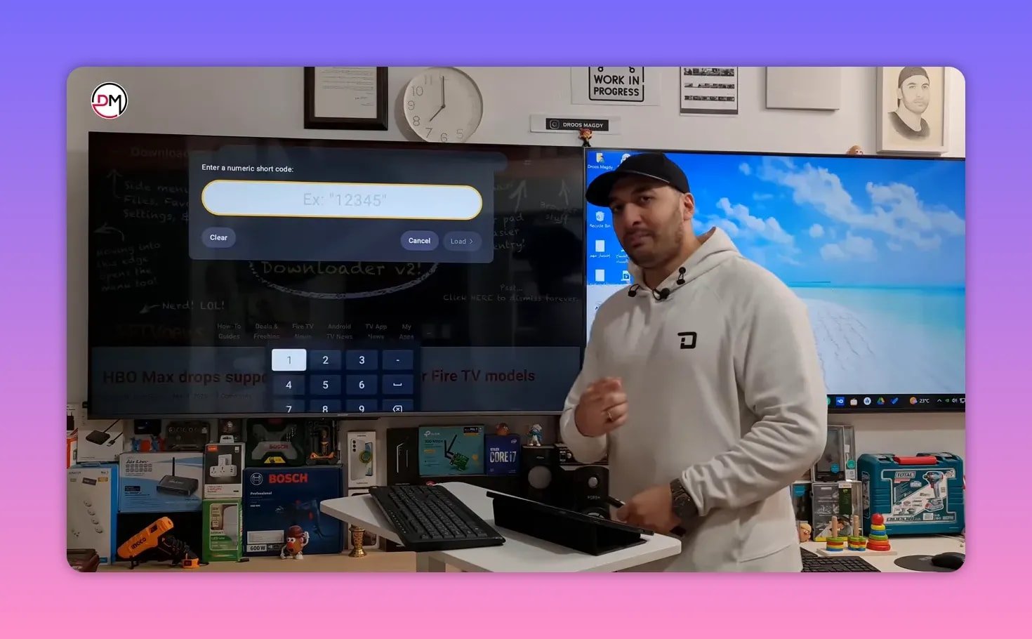 Numeric short code entry window in Downloader for entering Sun Plus TV code