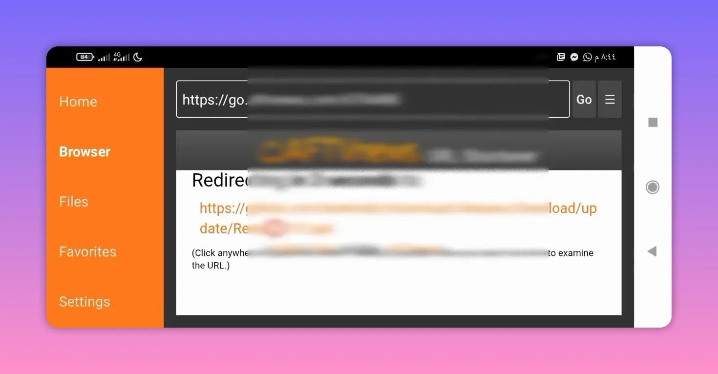 Downloader redirect screen showing a GitHub download/loading page