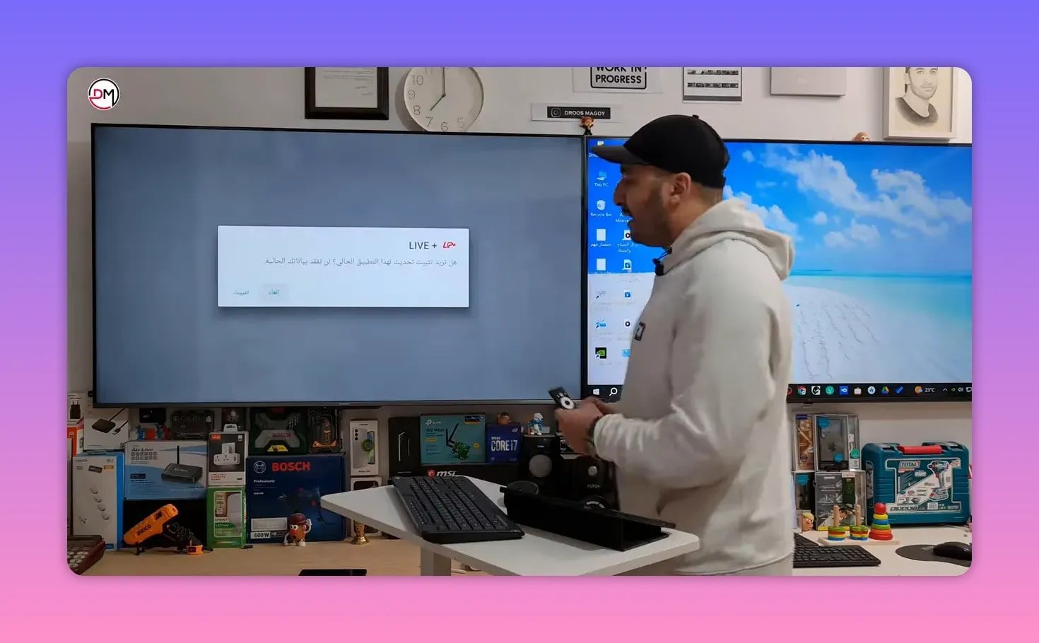 TV showing Live Plus installation prompt during Downloader APK install