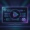 Illustration of a lightweight Android TV streaming app interface on a smart TV with sports and entertainment themed abstract icons, no text.