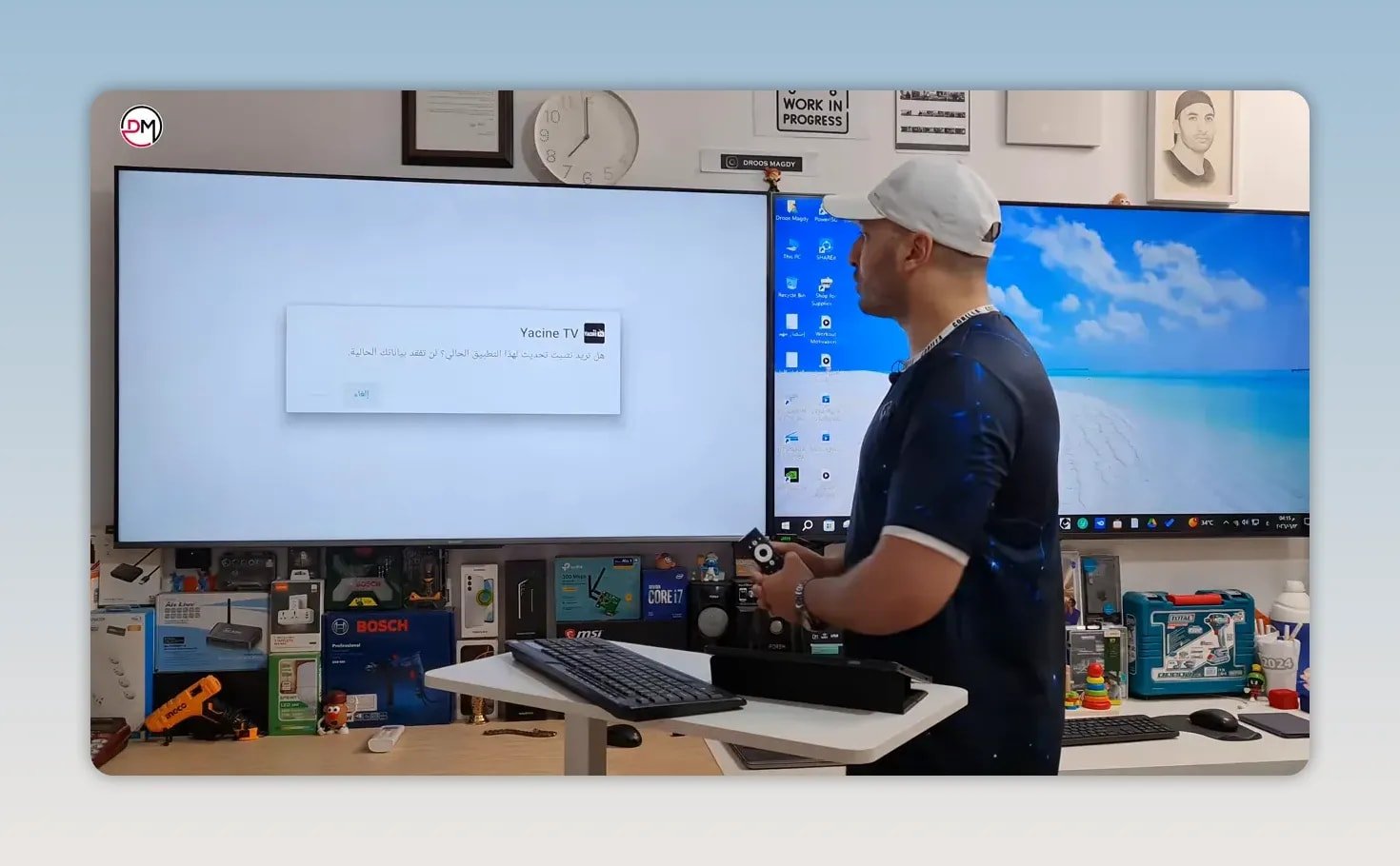 TV apps row showing several installed applications including Downloader and other app icons